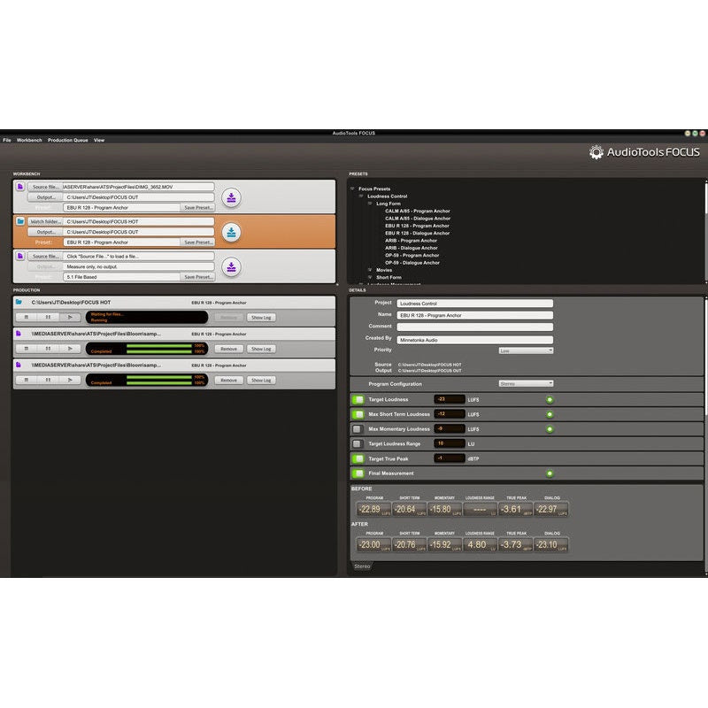 AudioTools FOCUS for Loudness Control - Electronic Delivery