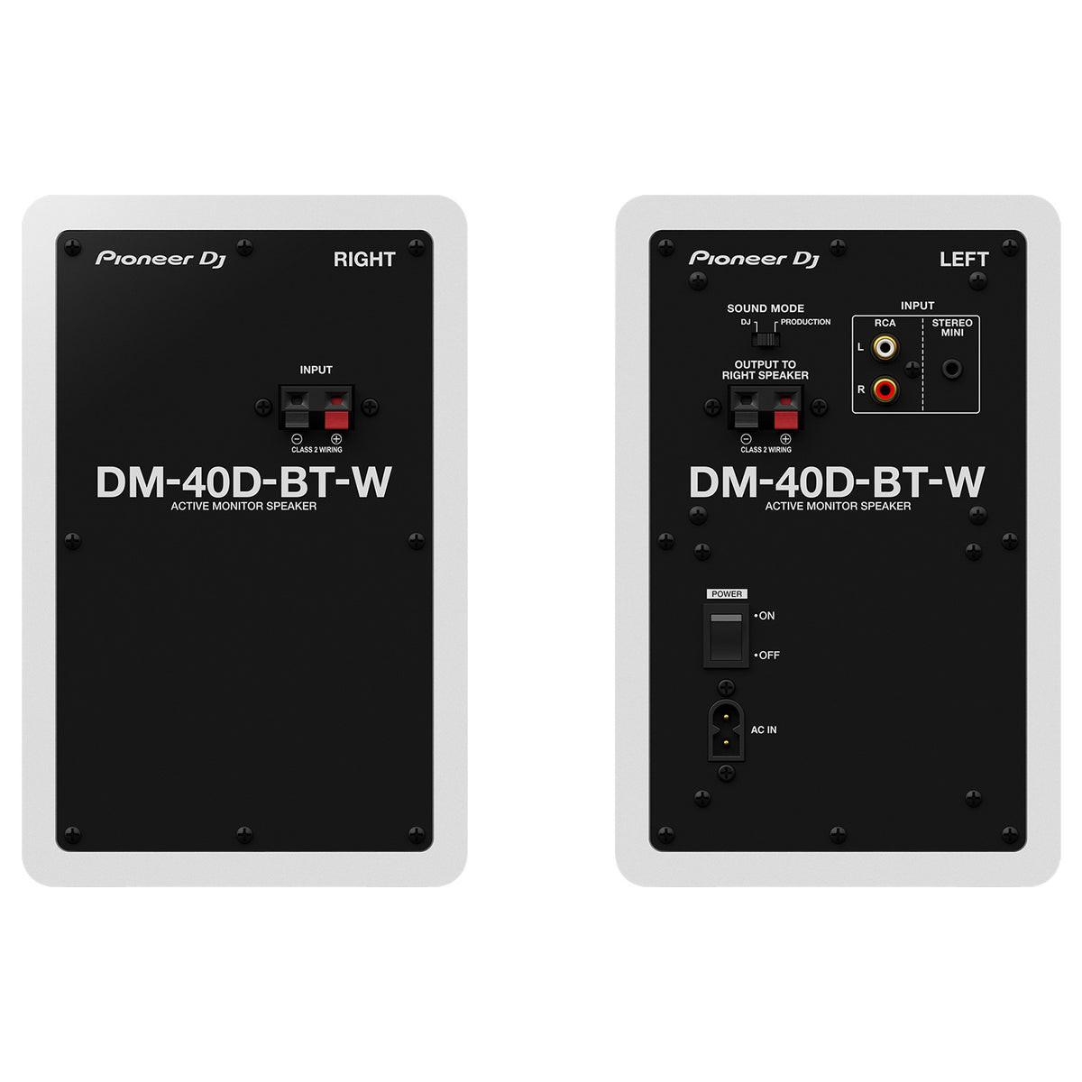 Pioneer DM-40D-BT-W 4" Desktop Monitor System with Bluetooth - White, Pair