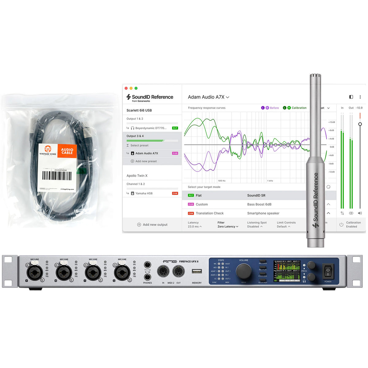 RME Fireface UFX II USB Audio Interface with Sonarworks SoundID Reference Software and Measurement Mic