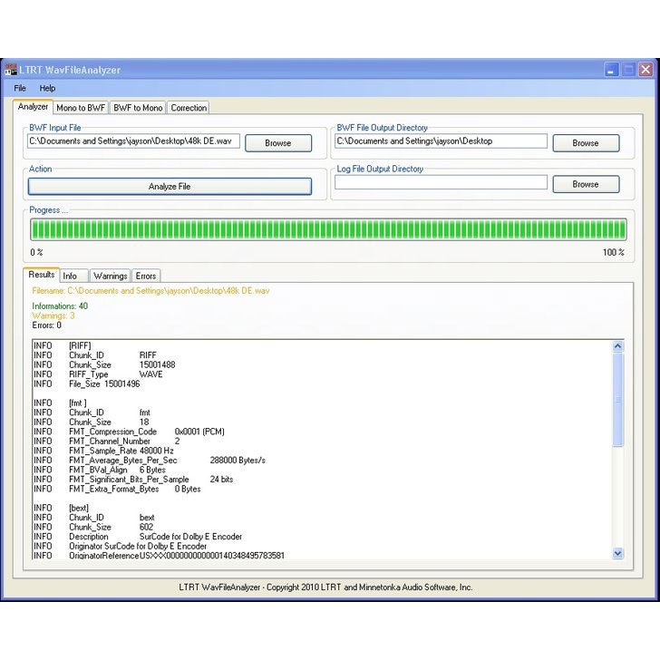 SurCode Dolby E WavFileAnalyzer RENTAL