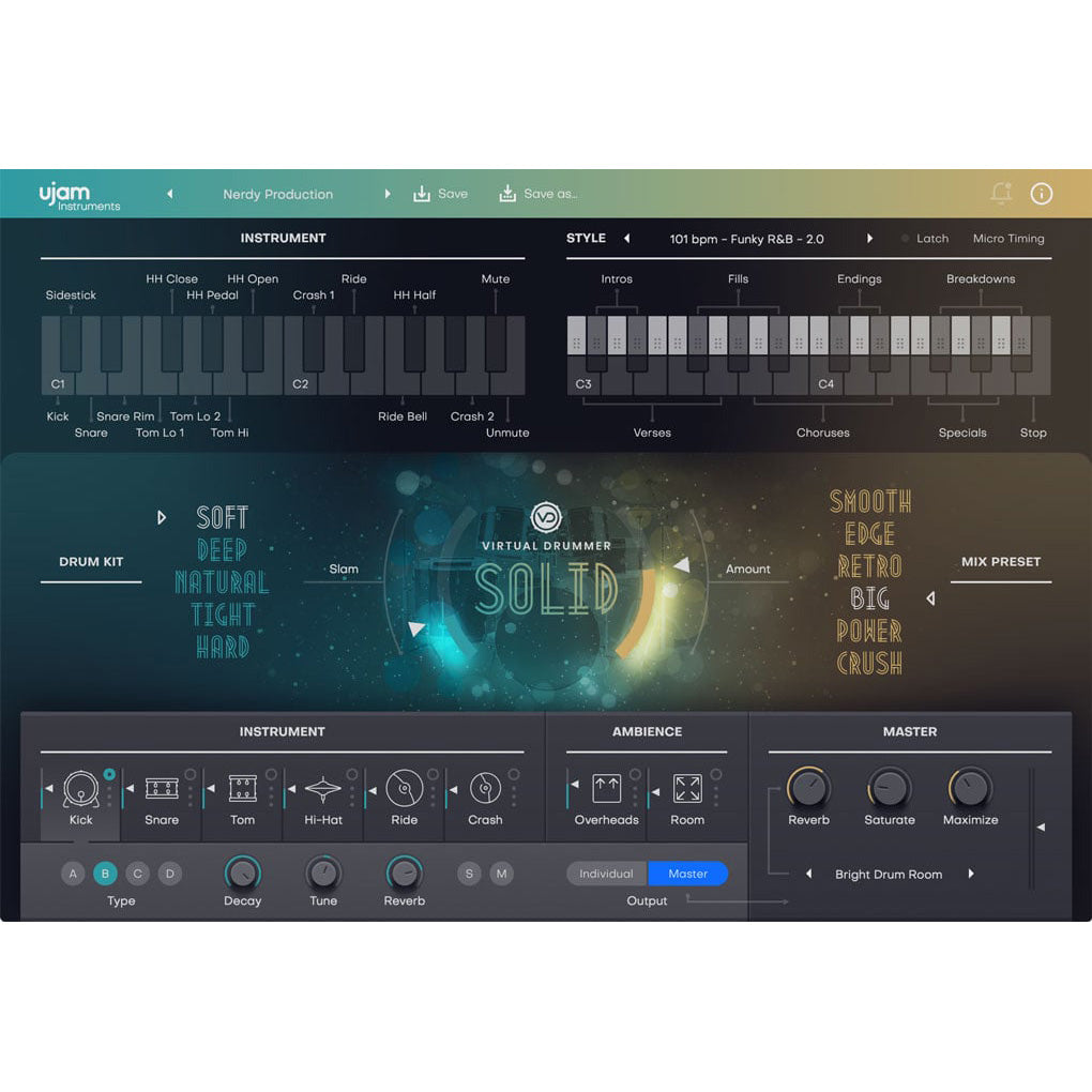 UJAM Virtual Drummer SOLID 2 Drum Kit Virtual Instrument - Electronic Delivery