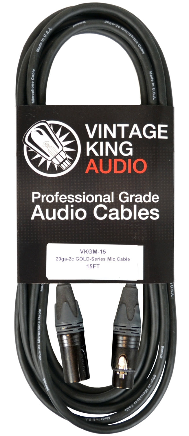 Vintage King Gold Series Microphone Cable - 15' (Demo Deal)